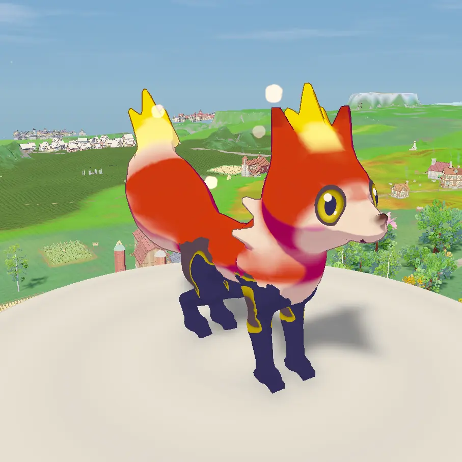 Fire fox, second stage, with more flame tufts.